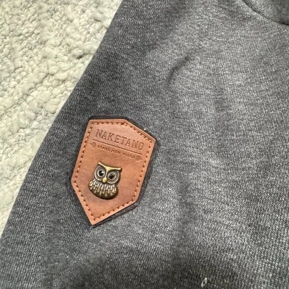 Naketano Sweater Women's XL Hooded Brave New World Thick High Cowl Neck Gray - Picture 5 of 5